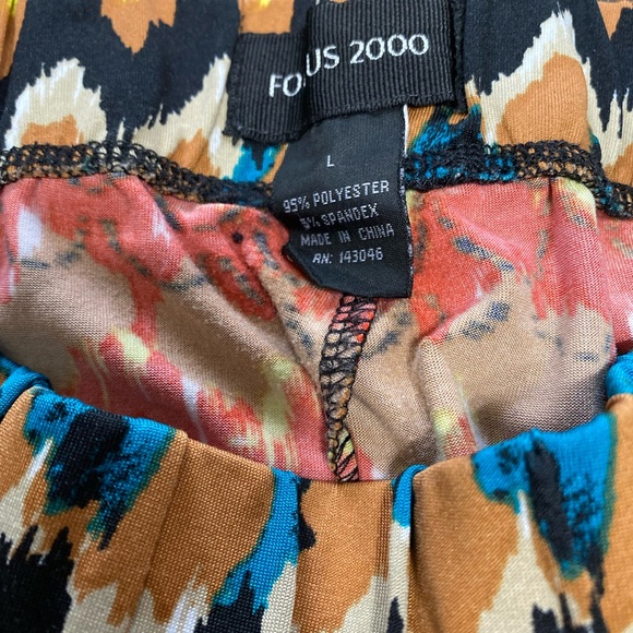 2 for $12 ⚜️Focus 2000 Colorful Palazzo Pants Wide Legs Comfort Waist Size Large - Picture 2 of 7